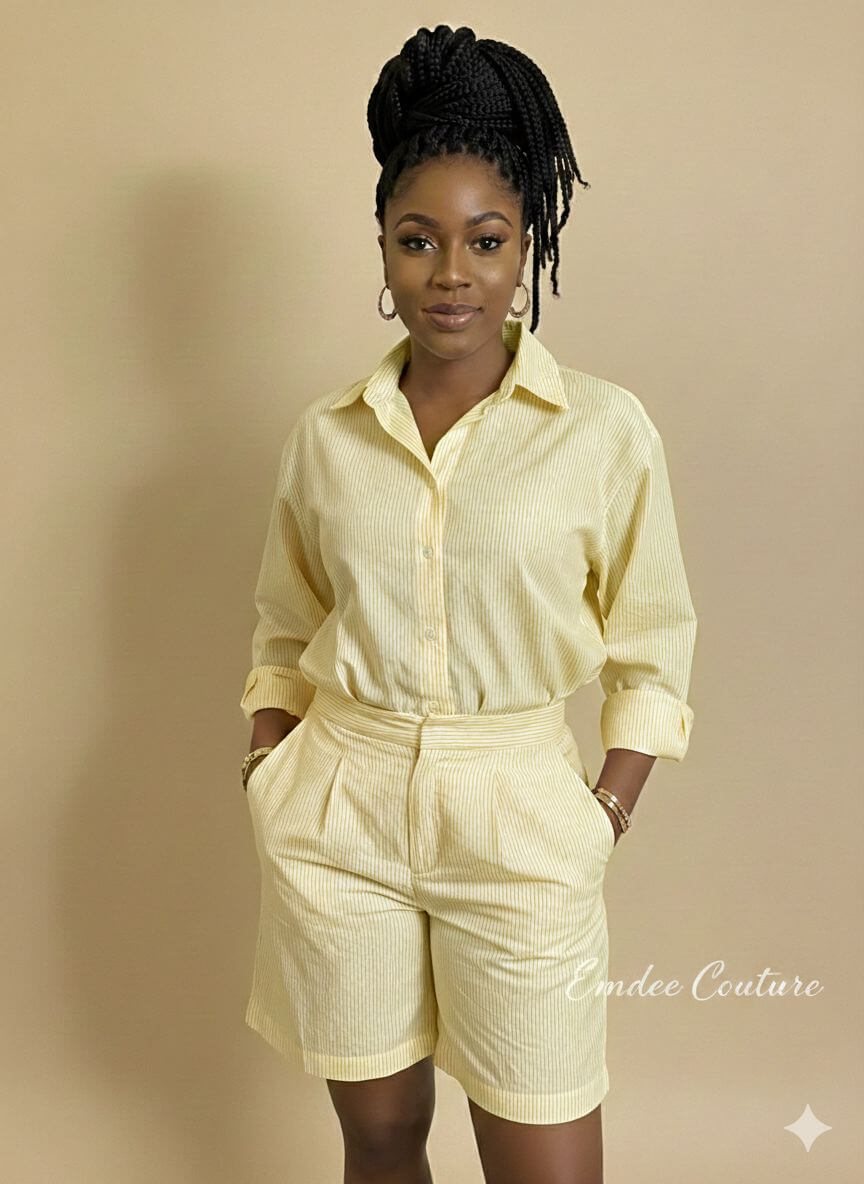 the pin stripe two piece yellow the pin stripe two piece yellow