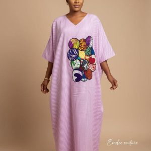 multicolored striped kaftan